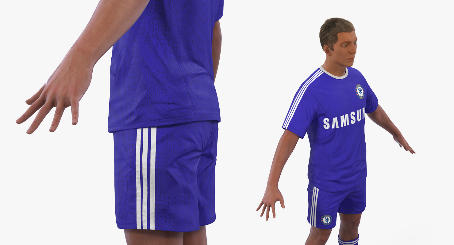 3D model Soccer or Football Player Chelsea Rigged