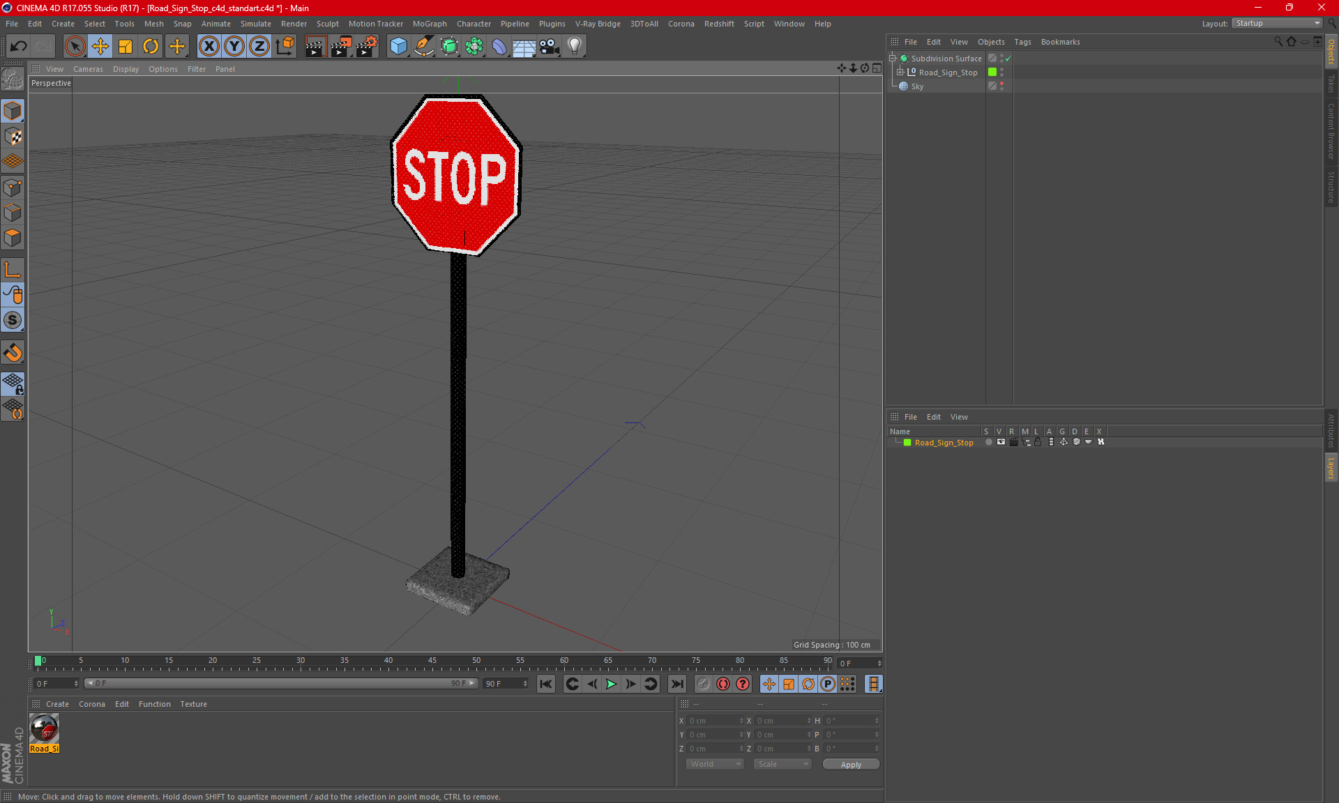 Road Sign Stop 3D model
