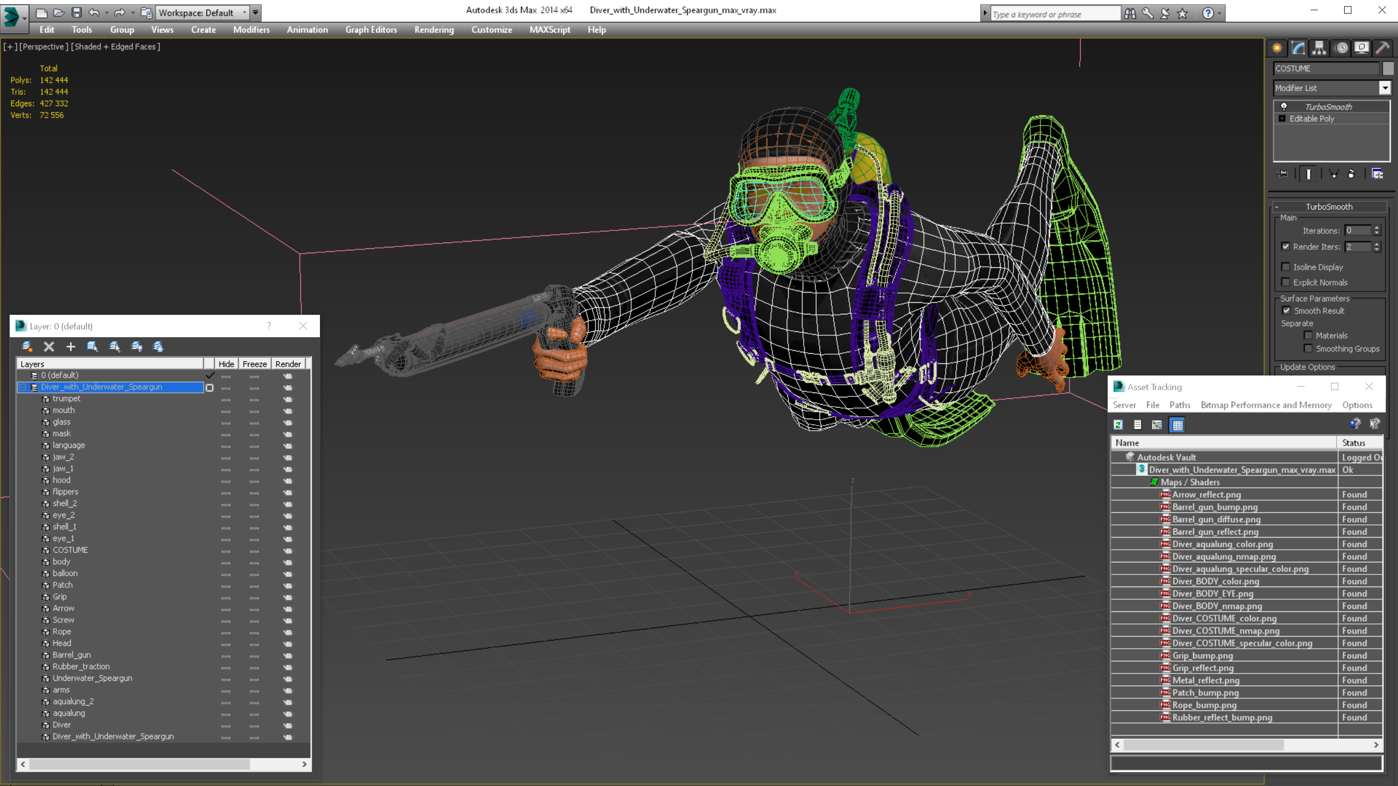 3D model Diver with Underwater Speargun