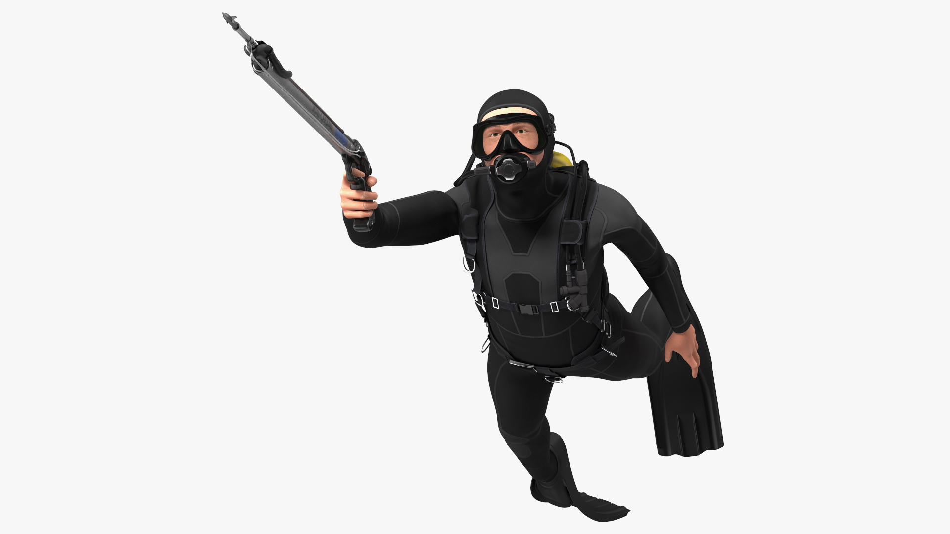 3D model Diver with Underwater Speargun