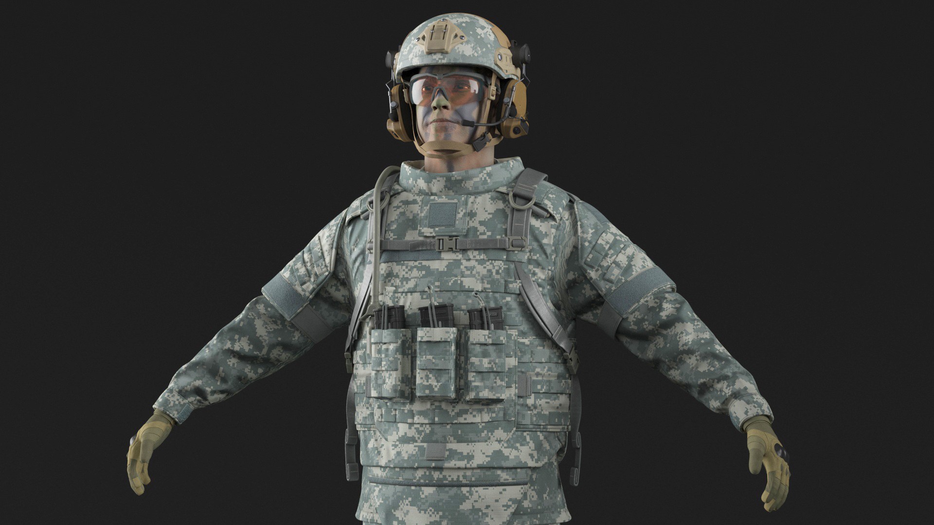 Soldier with Hydration Carrier Backpack 3D model