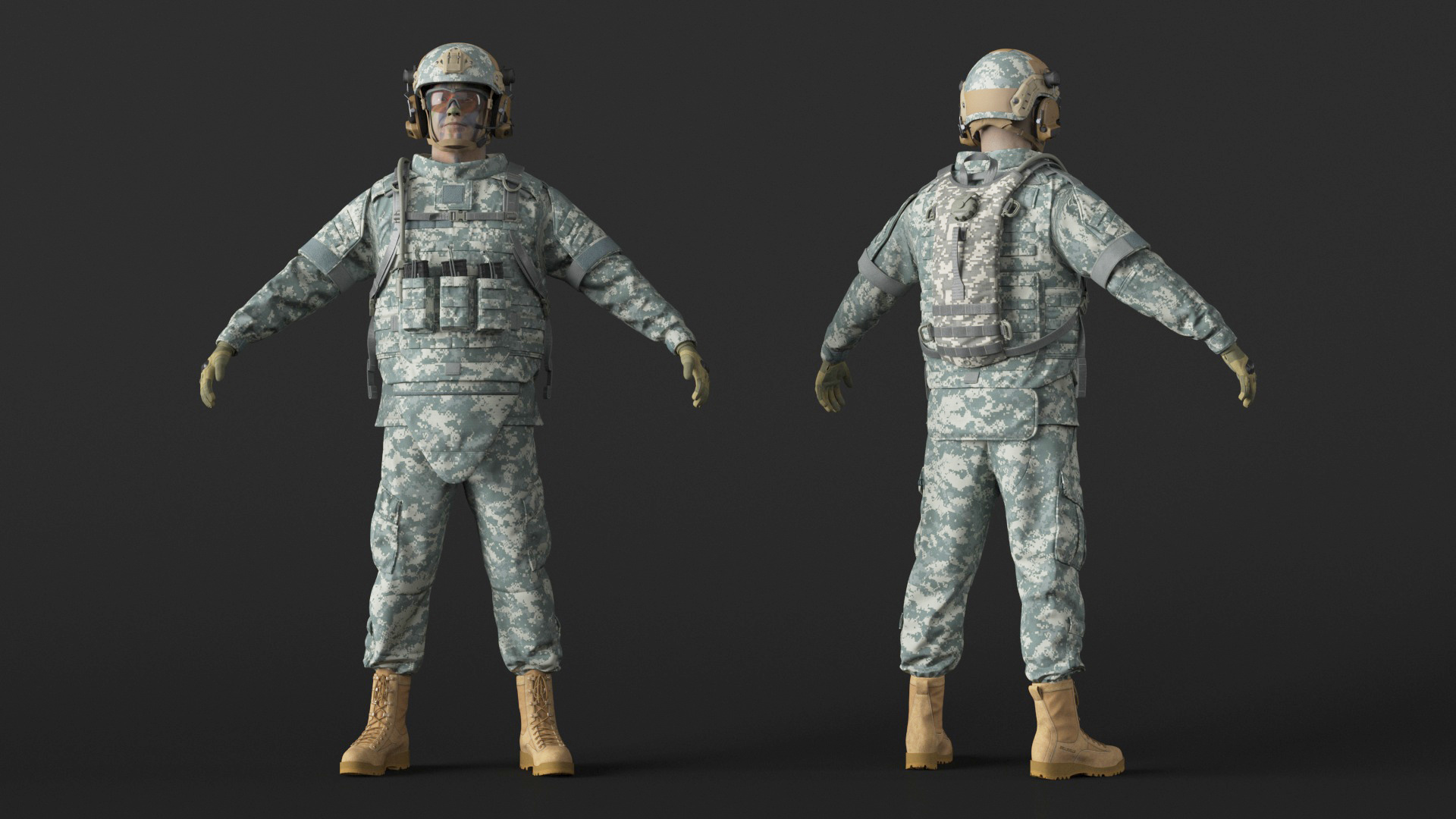 Soldier with Hydration Carrier Backpack 3D model