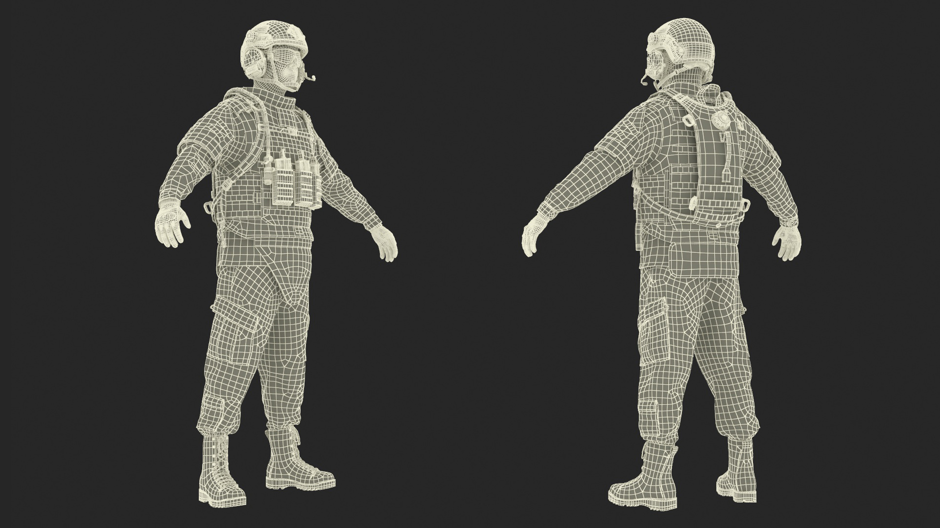 Soldier with Hydration Carrier Backpack 3D model