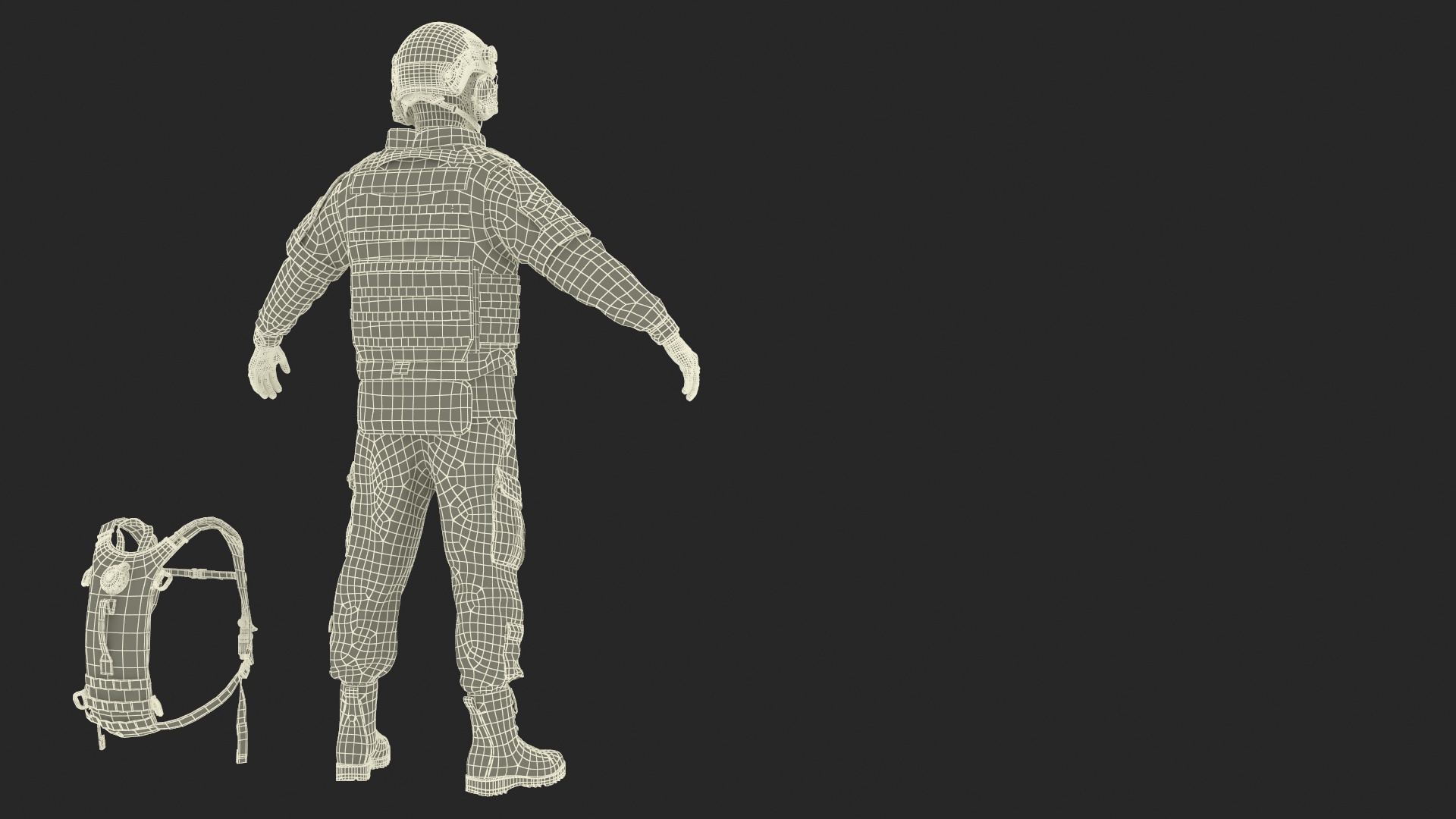 Soldier with Hydration Carrier Backpack 3D model