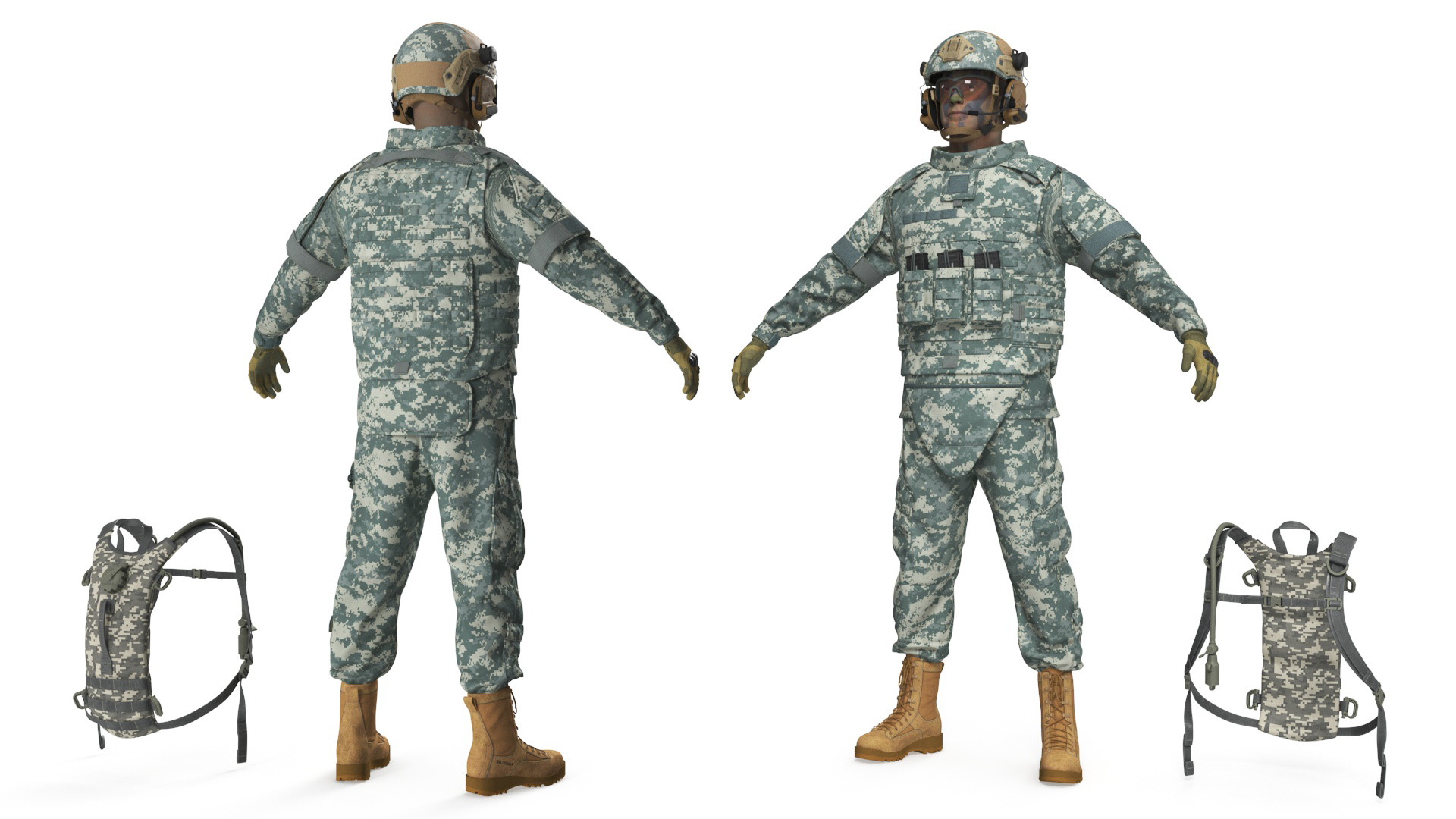 Soldier with Hydration Carrier Backpack 3D model