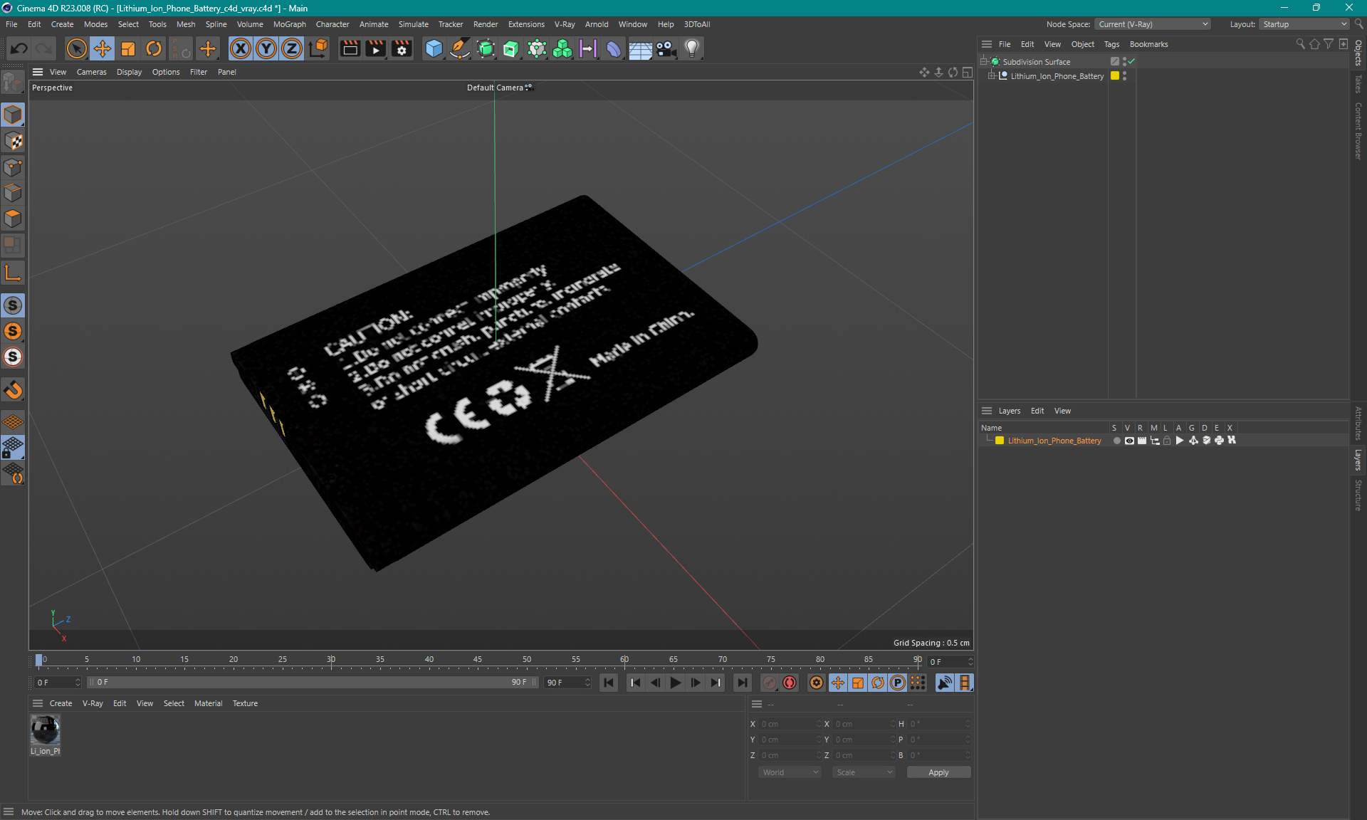 3D model Lithium Ion Phone Battery