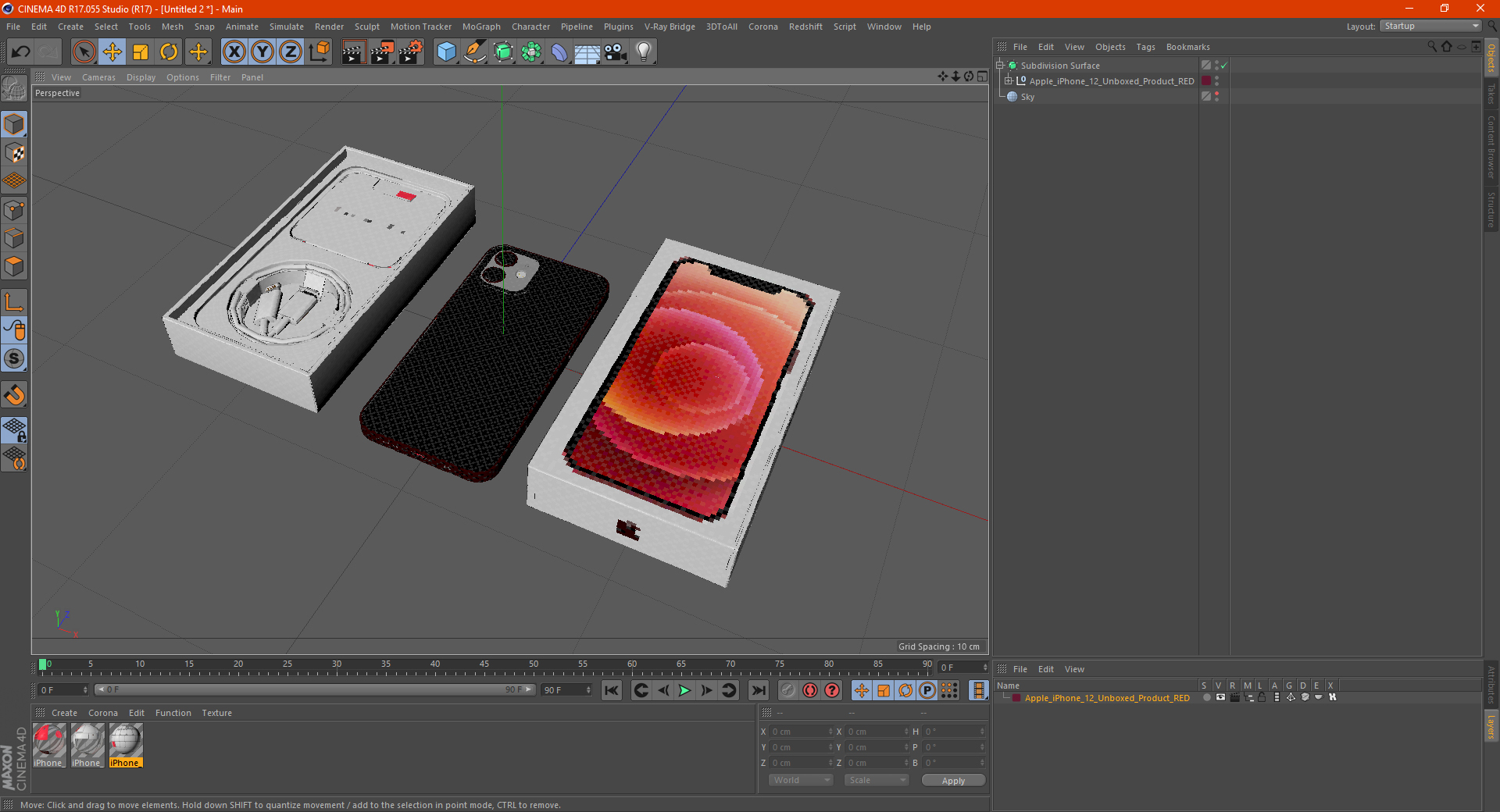 3D model Apple iPhone 12 Unboxed Product RED