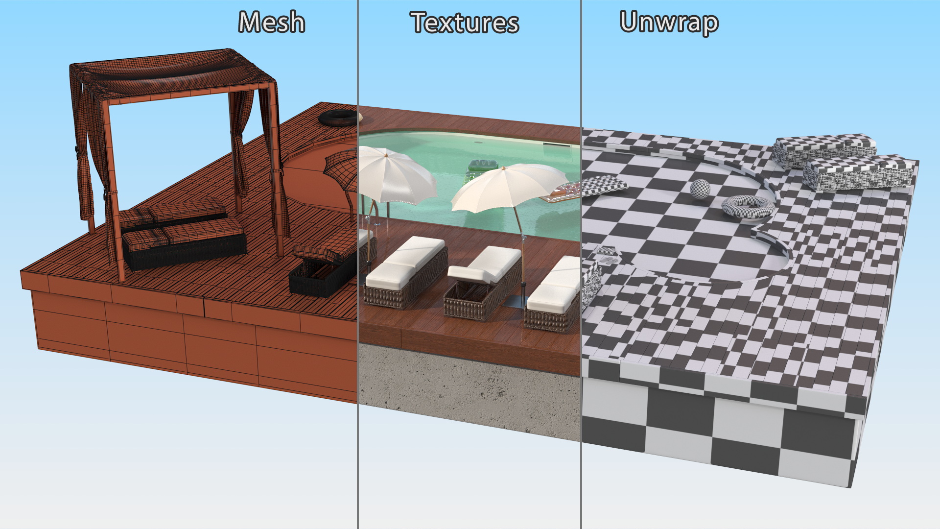 Comfortable Outdoor Pool 3D model