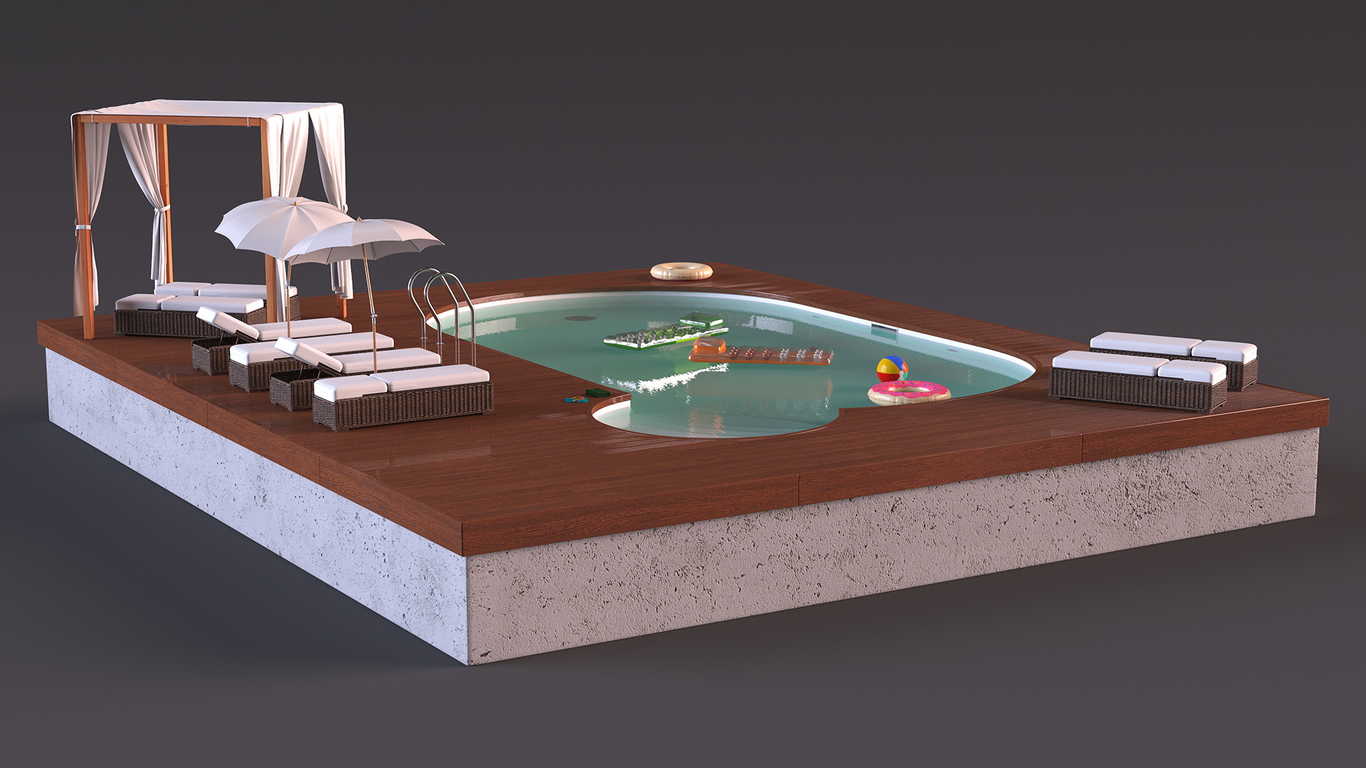 Comfortable Outdoor Pool 3D model
