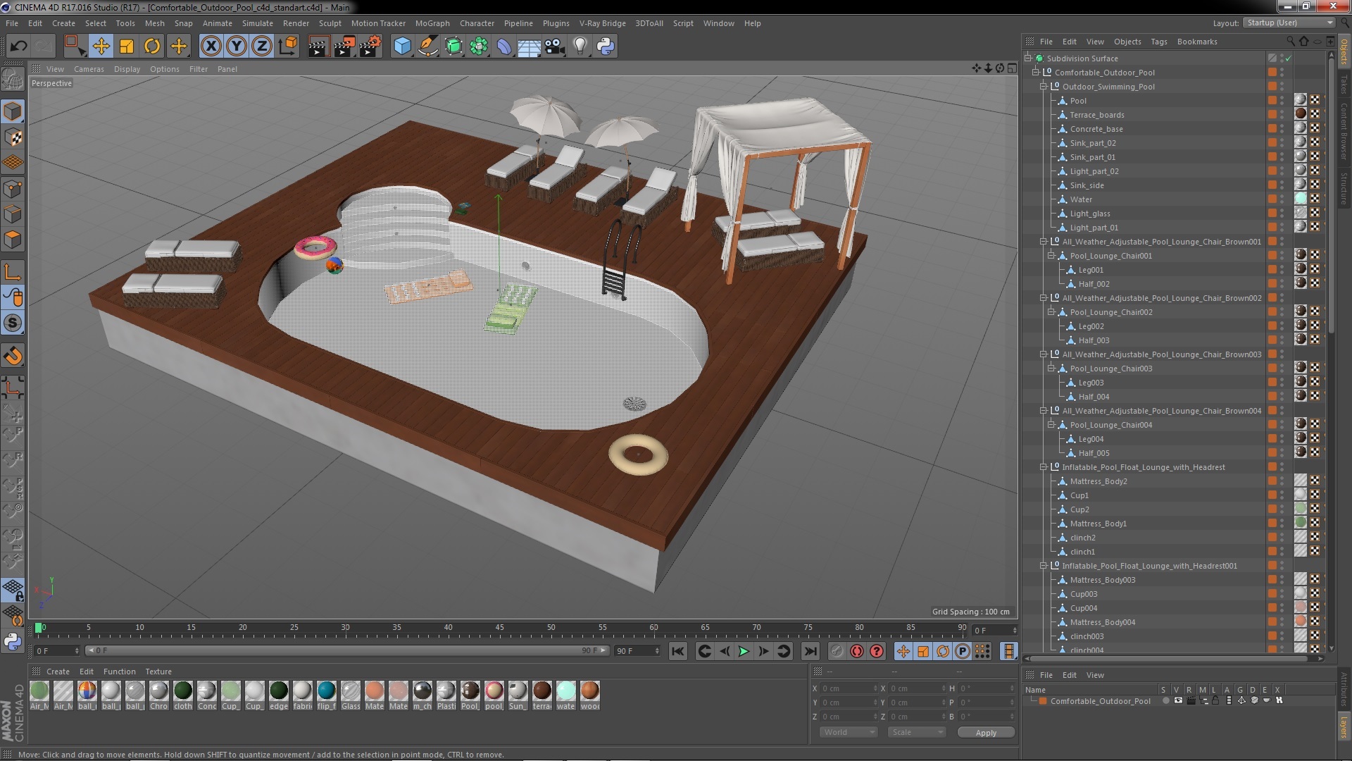 Comfortable Outdoor Pool 3D model