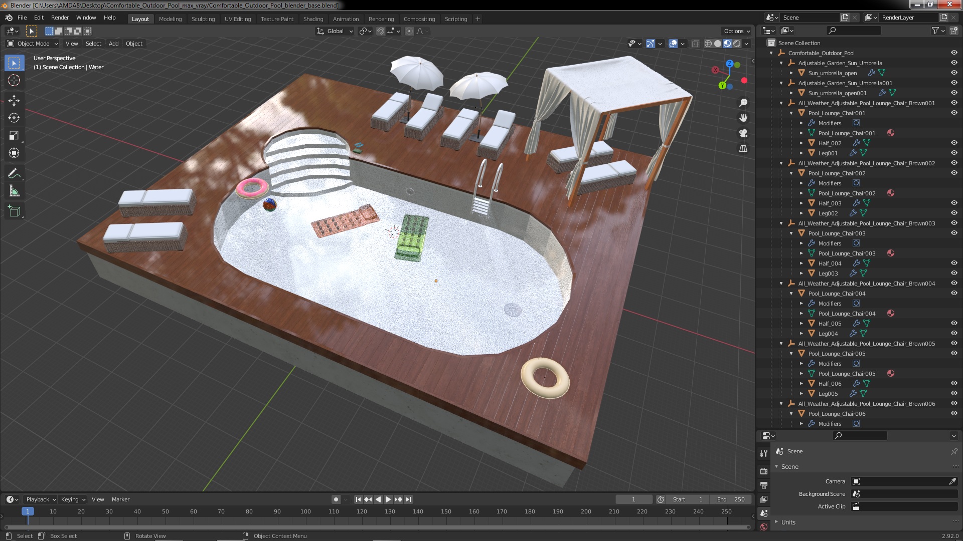 Comfortable Outdoor Pool 3D model