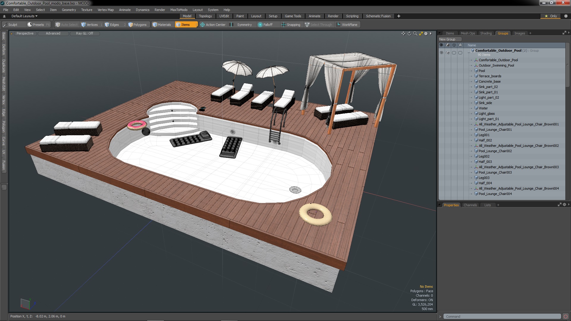 Comfortable Outdoor Pool 3D model