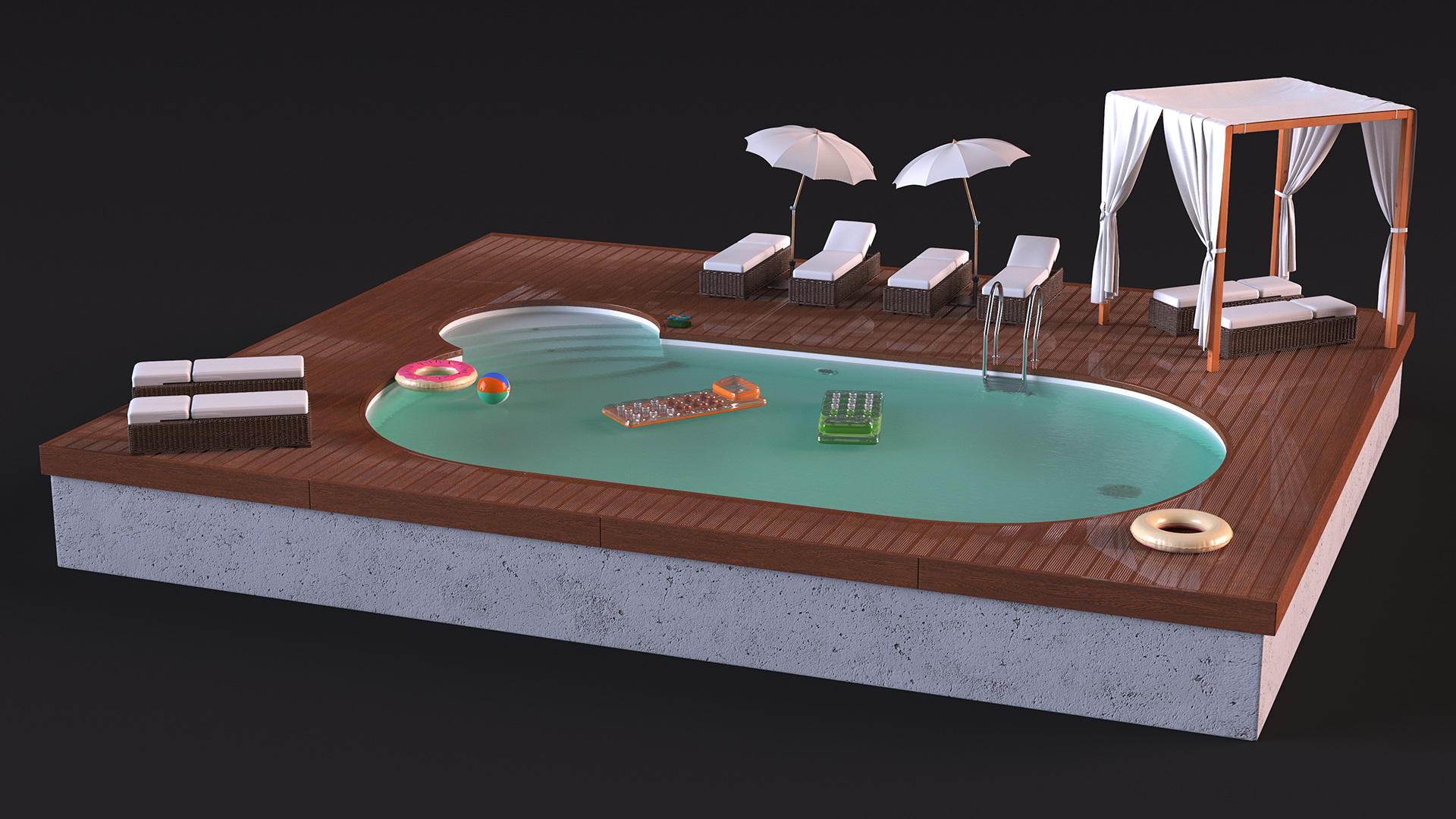 Comfortable Outdoor Pool 3D model