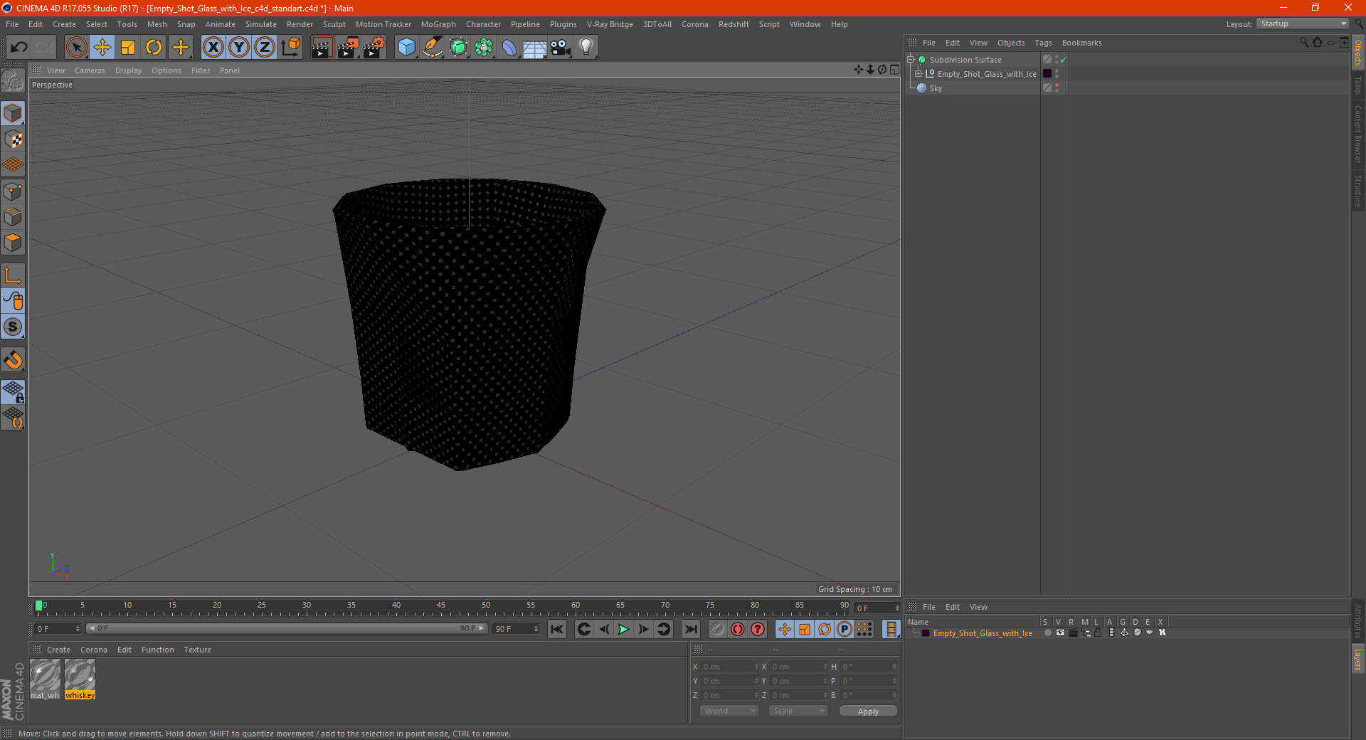 3D model Empty Shot Glass with Ice