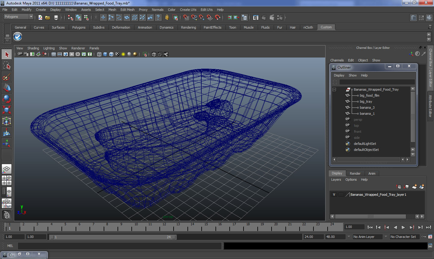 3D model Bananas Wrapped Food Tray