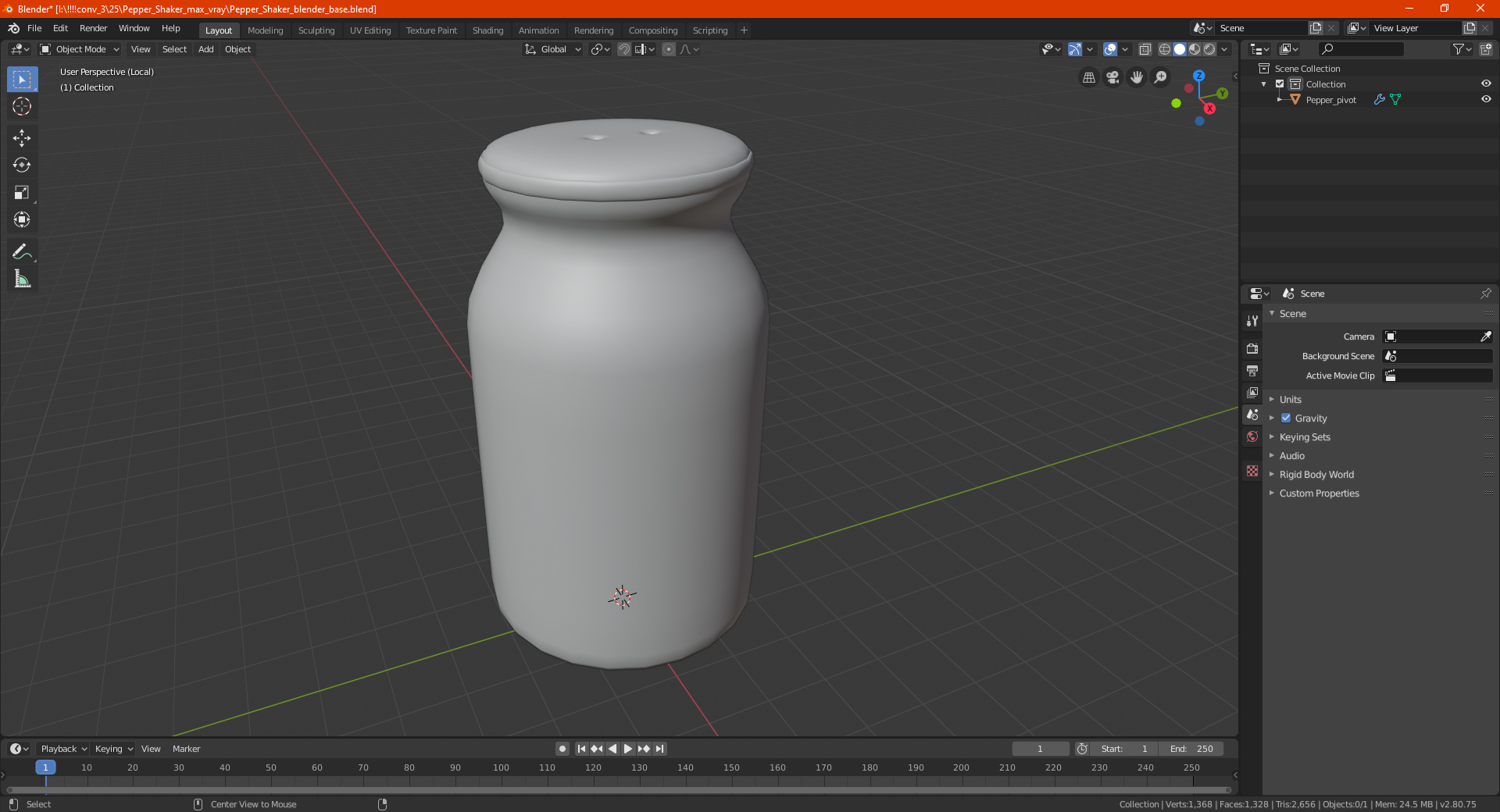 3D Pepper Shaker model
