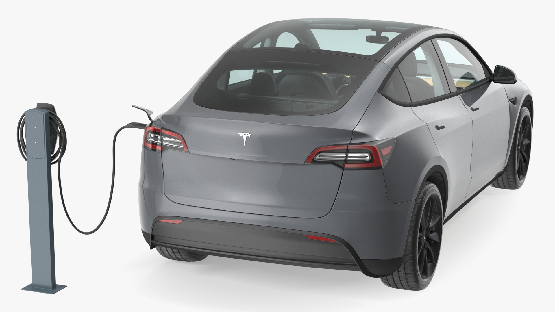 3D Tesla Model Y Charging with EV Charger Station