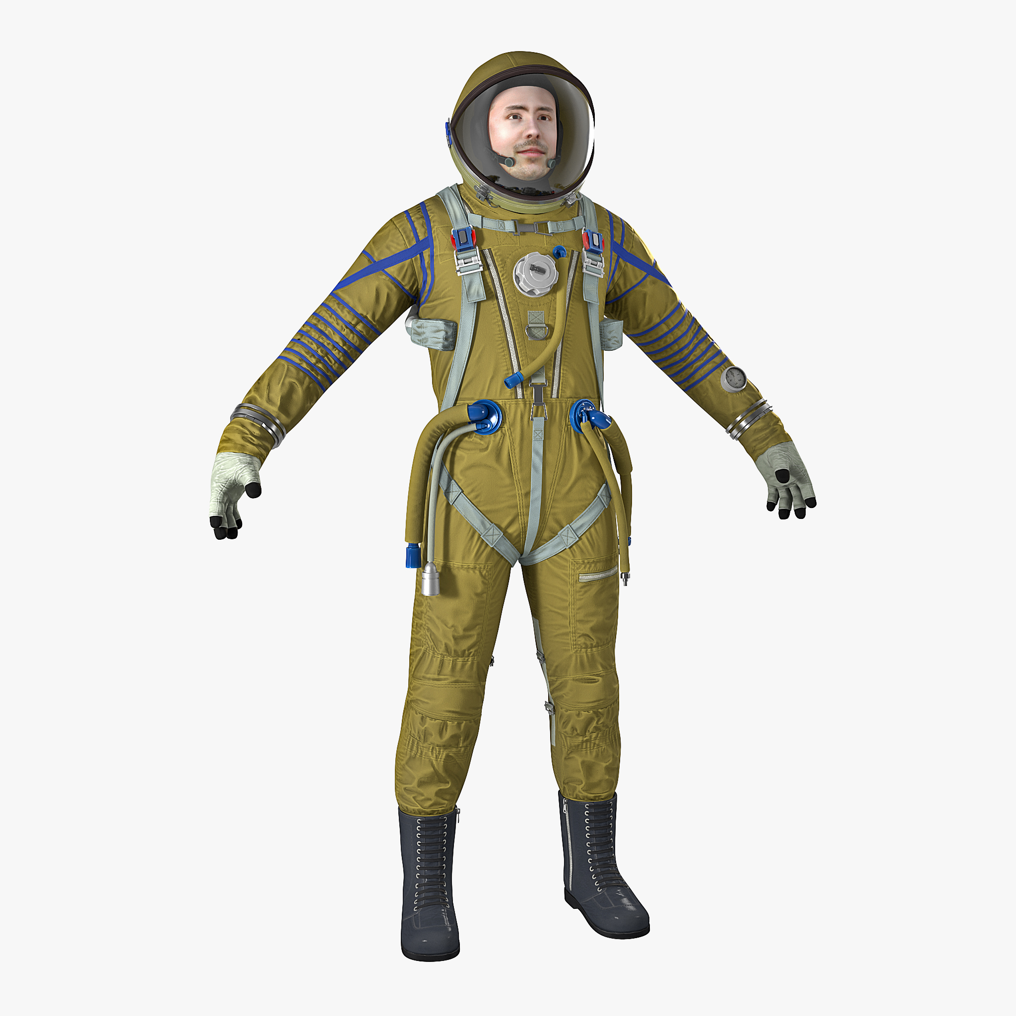 Astronaut Wearing Space Suit Strizh 3D Model, view 5