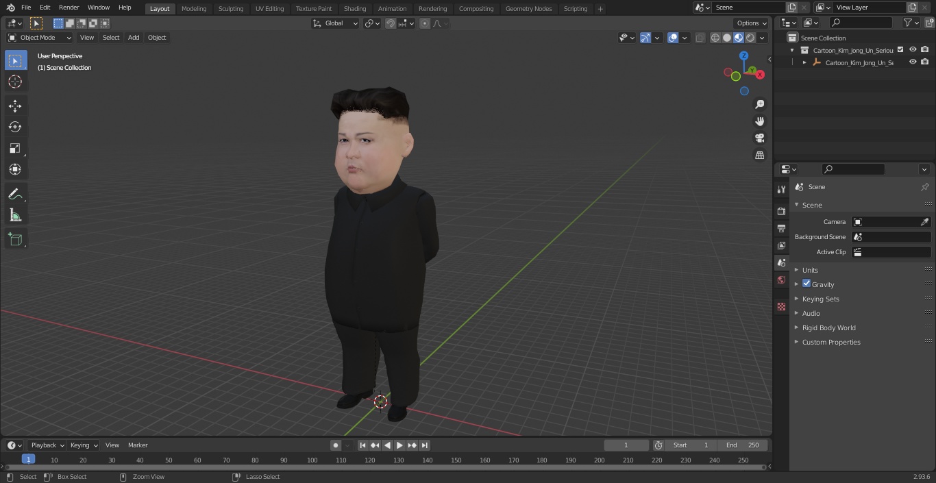 Cartoon Kim Jong Un Serious 3D
