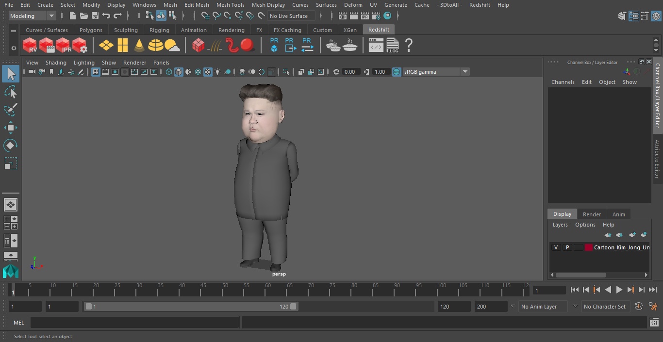 Cartoon Kim Jong Un Serious 3D