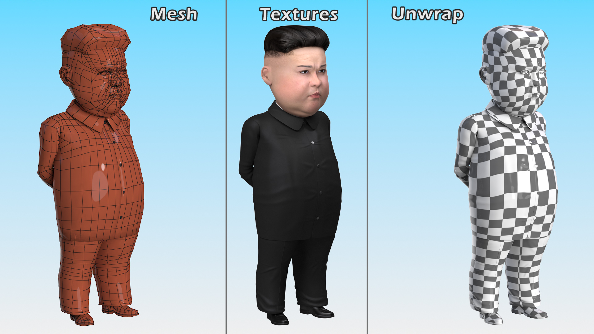 Cartoon Kim Jong Un Serious 3D