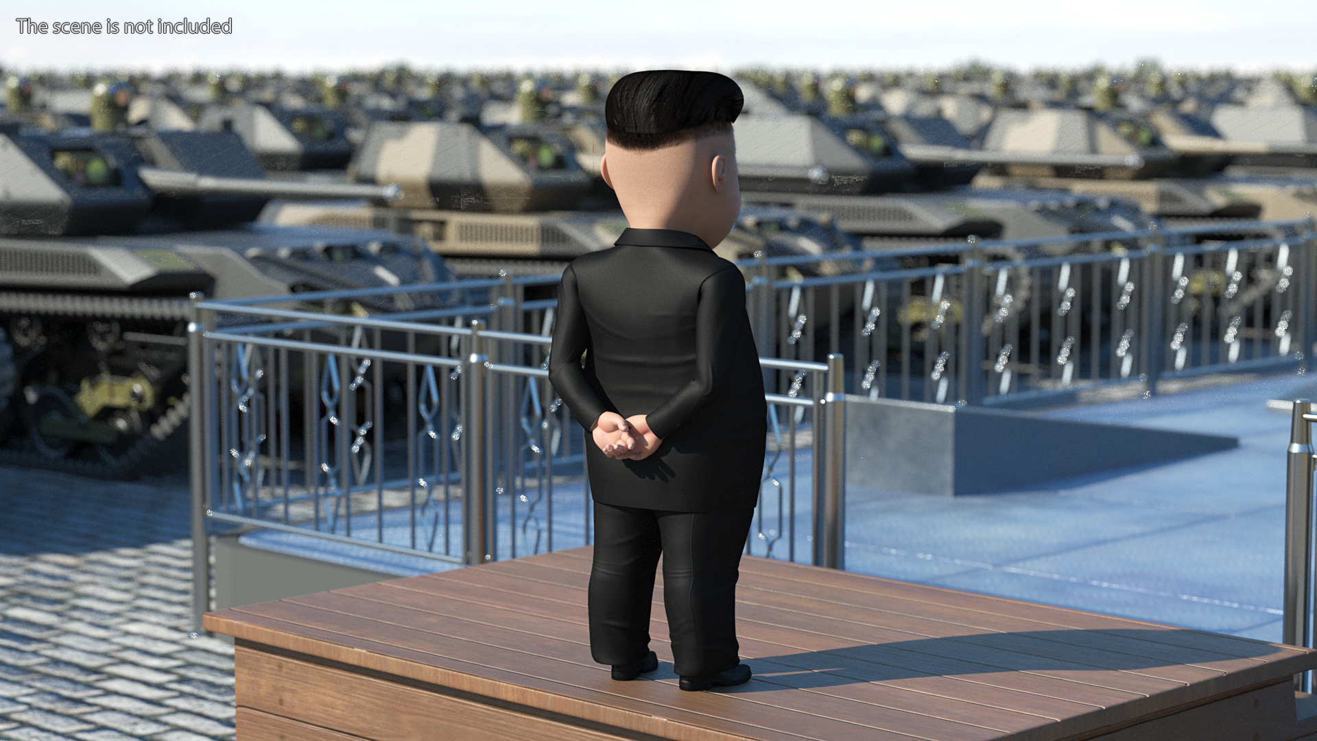 Cartoon Kim Jong Un Serious 3D