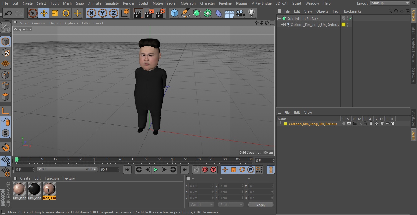 Cartoon Kim Jong Un Serious 3D