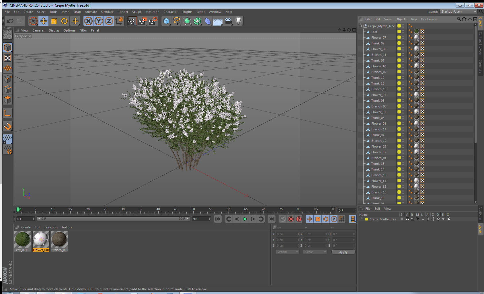 Crepe Myrtle Tree 3D