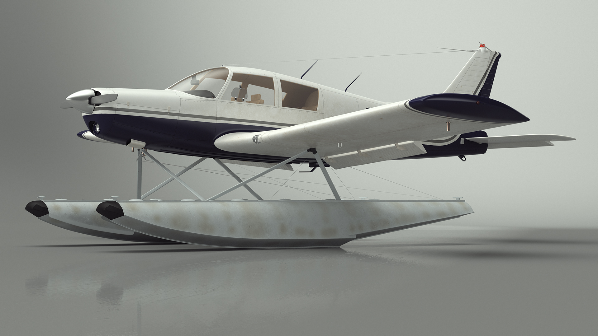 3D model Single Engine Seaplane Piper PA-28 Cherokee Rigged