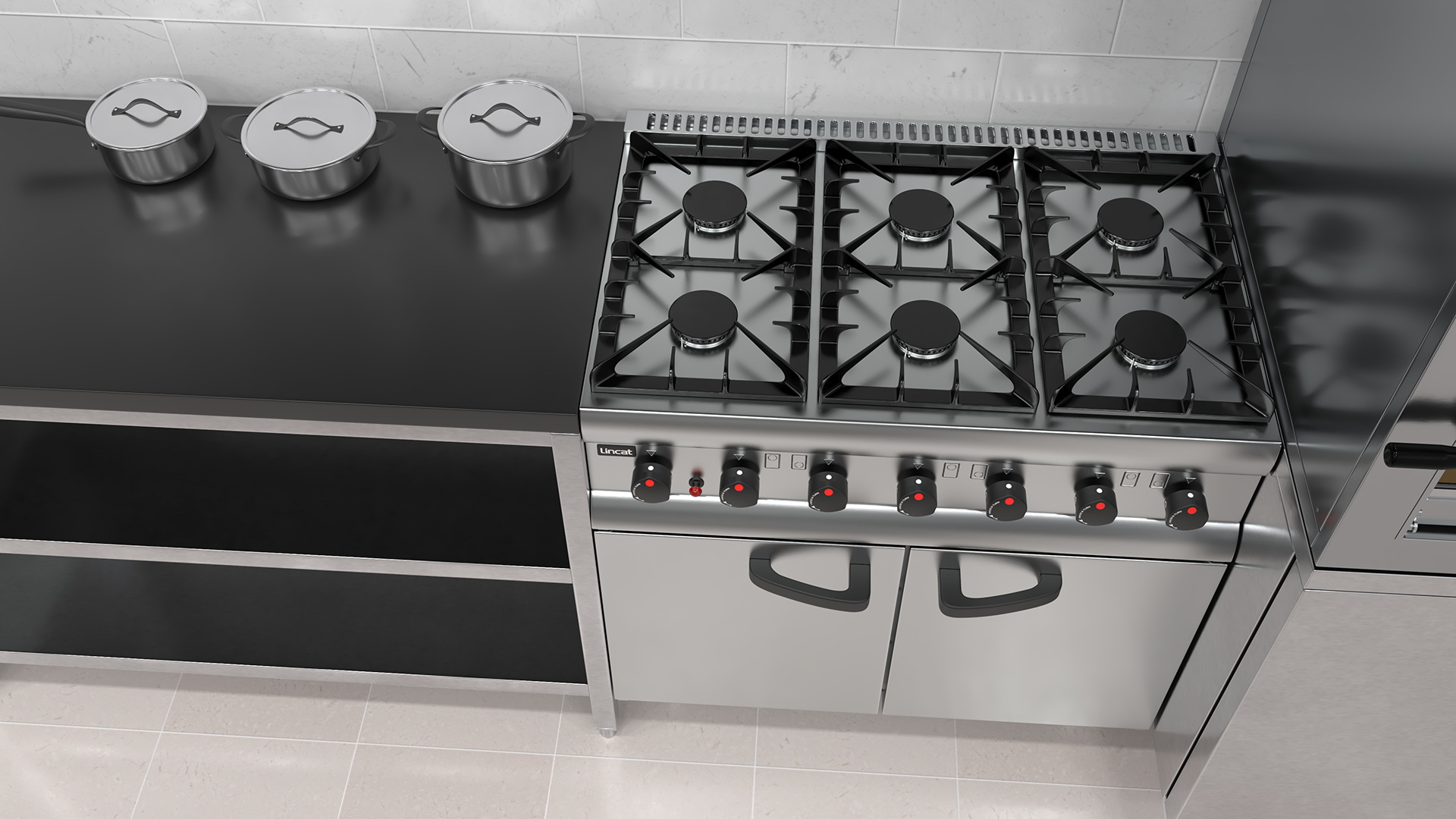 3D Culinary Restaurant Kitchen Light On