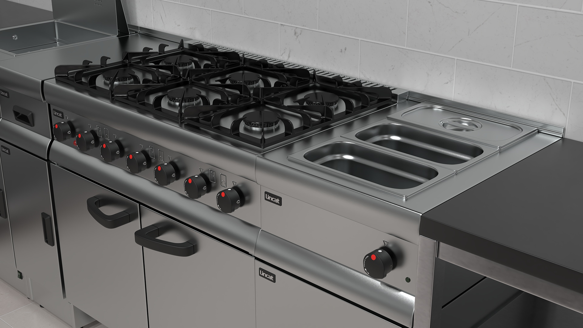 3D Culinary Restaurant Kitchen Light On