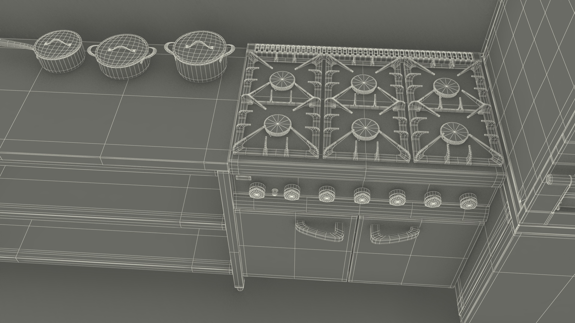 3D Culinary Restaurant Kitchen Light On