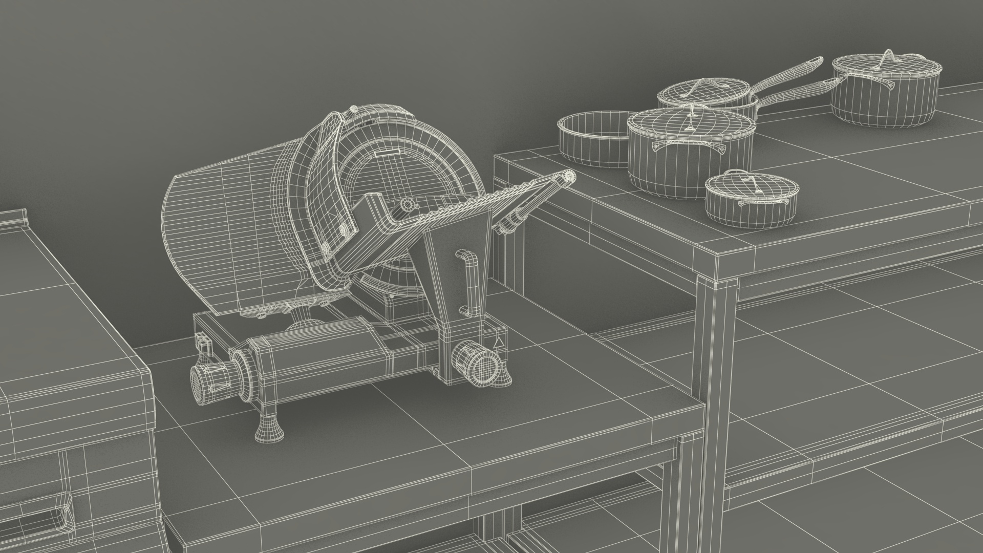 3D Culinary Restaurant Kitchen Light On
