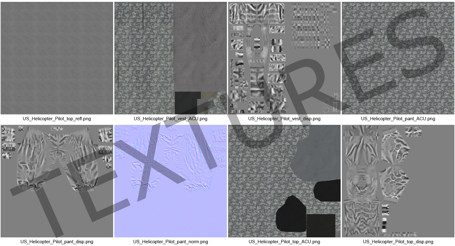 US Helicopter Pilot Uniform Camo 3 3D model