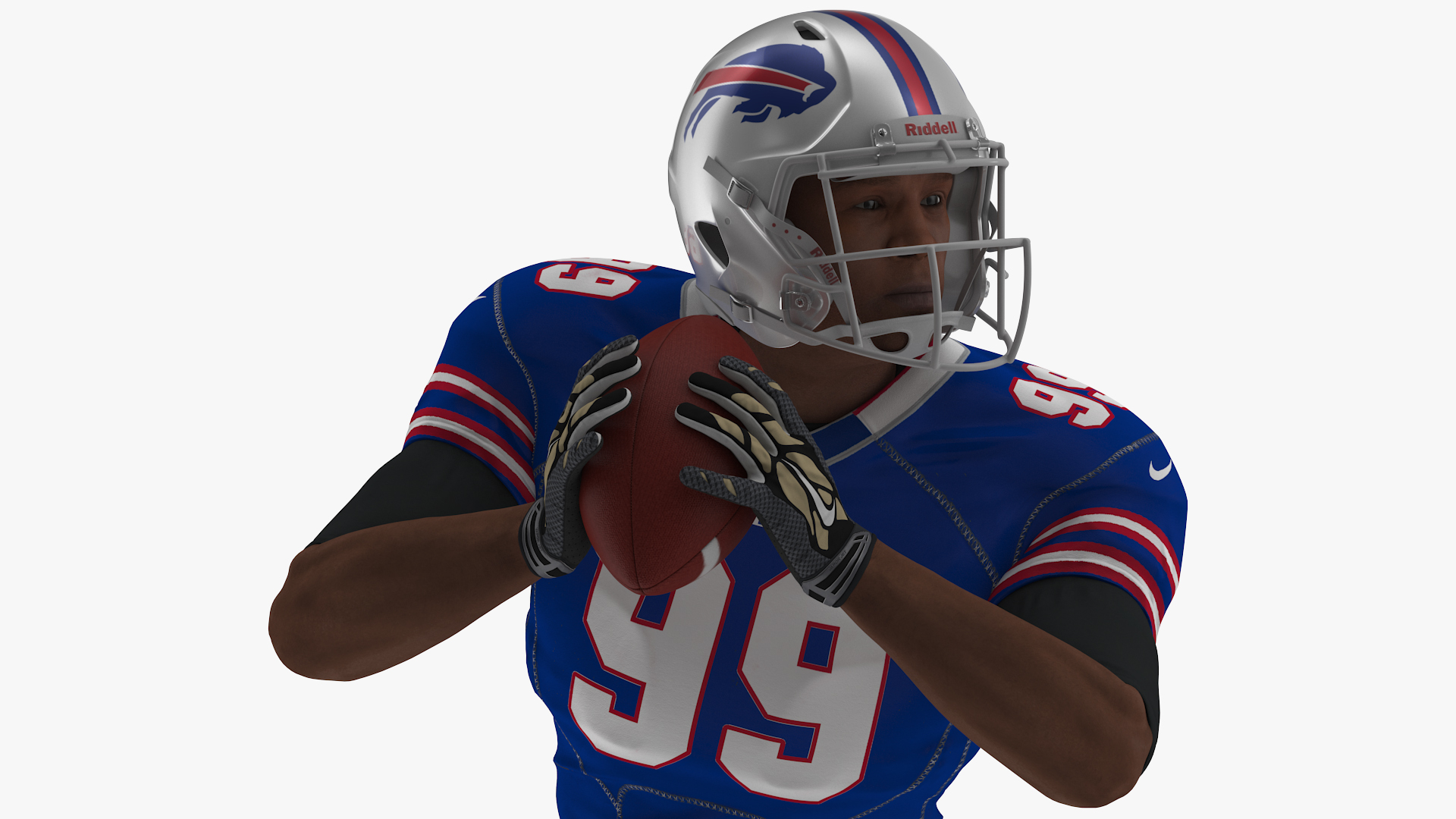 Buffalo Bills American Football Player Running The Ball Fur 3D model