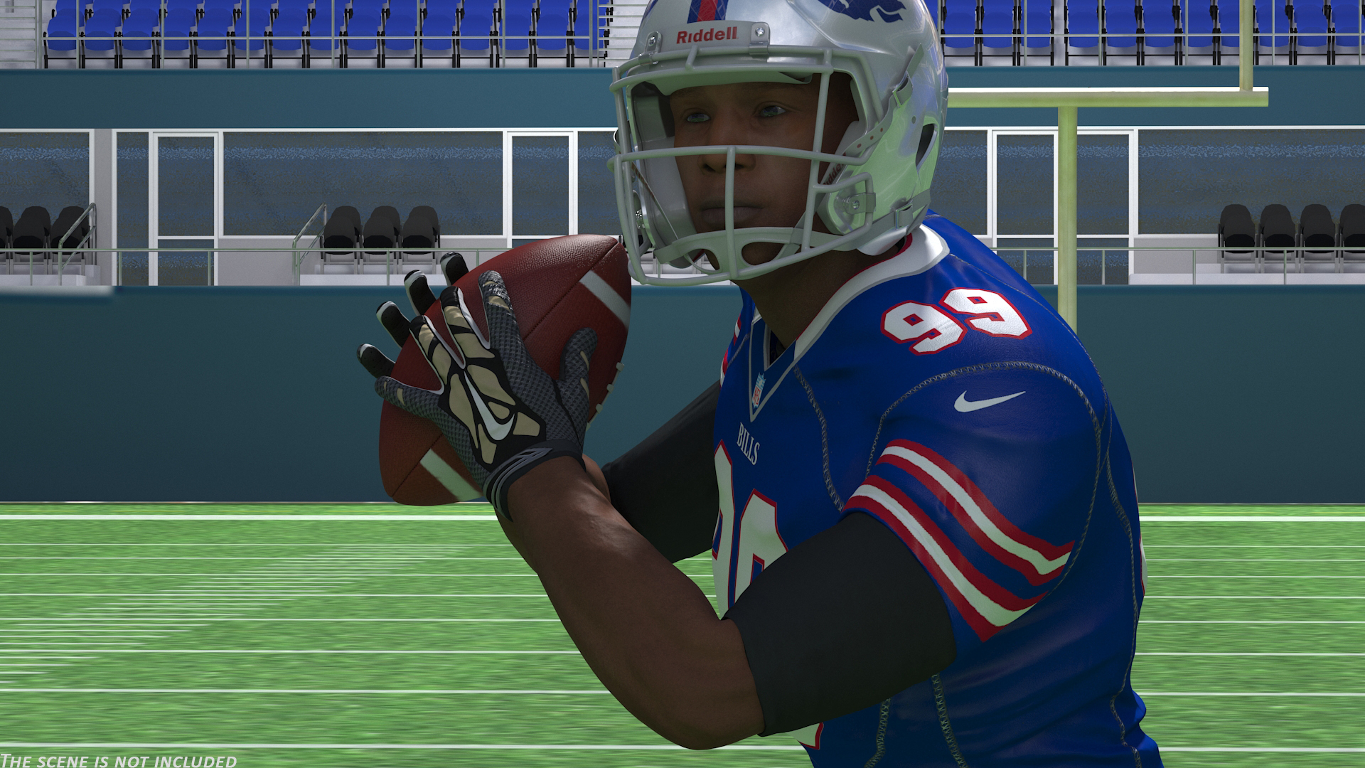 Buffalo Bills American Football Player Running The Ball Fur 3D model