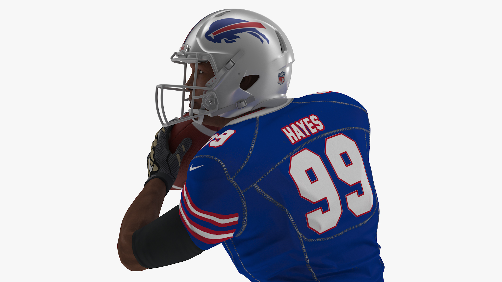 Buffalo Bills American Football Player Running The Ball Fur 3D model