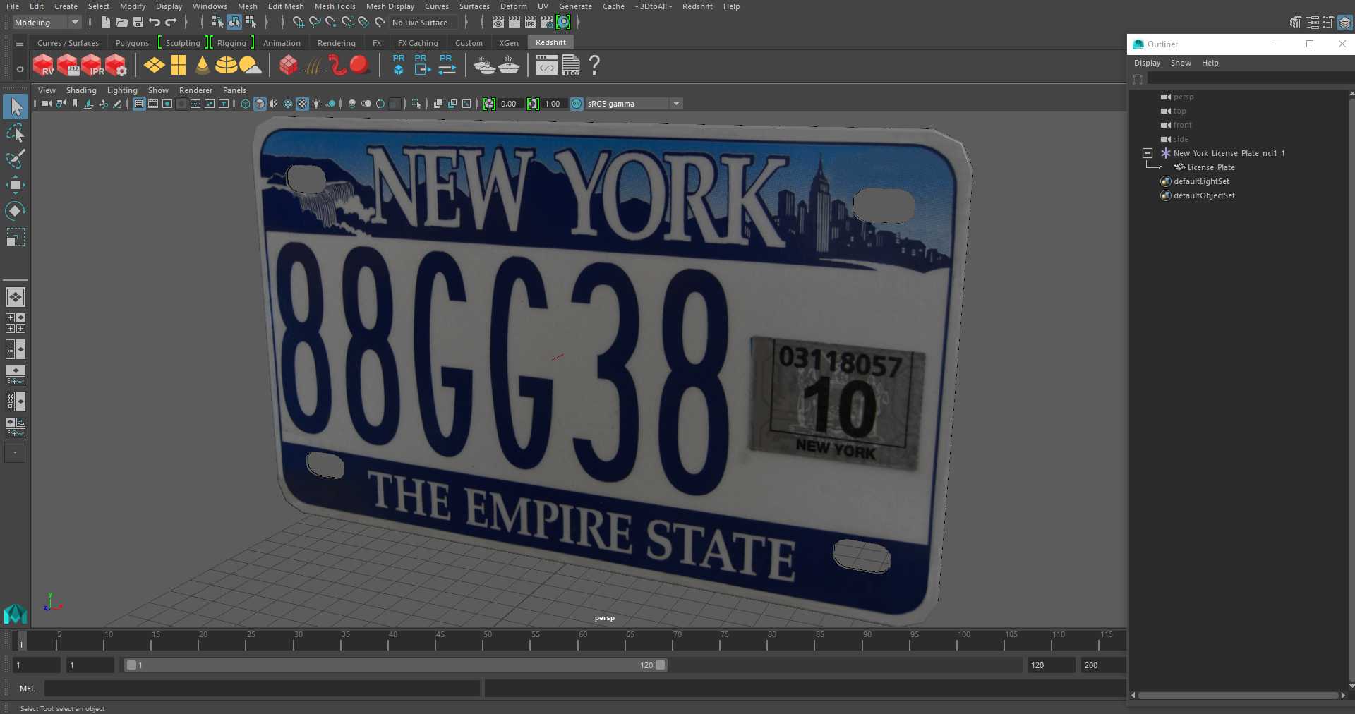 New York License Plate 3D
