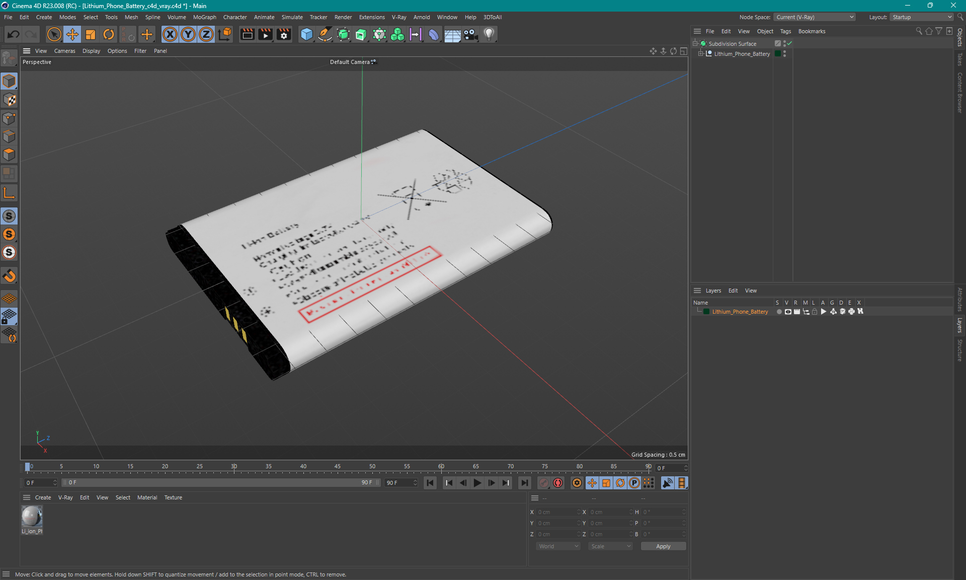 3D Lithium Phone Battery