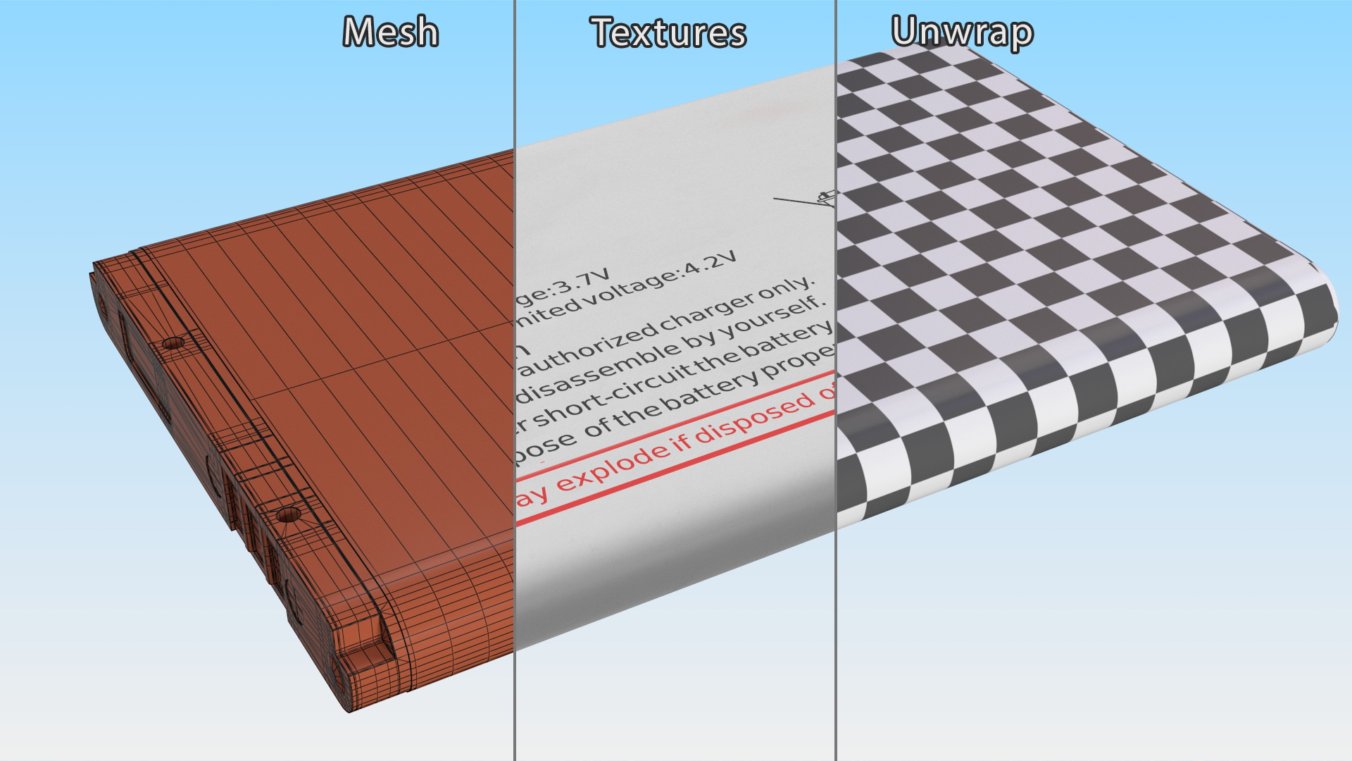 3D Lithium Phone Battery