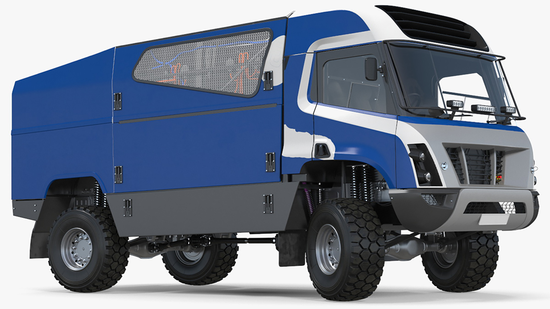 3D Hydrogen Racing Truck Simple Interior Rigged for Cinema 4D model