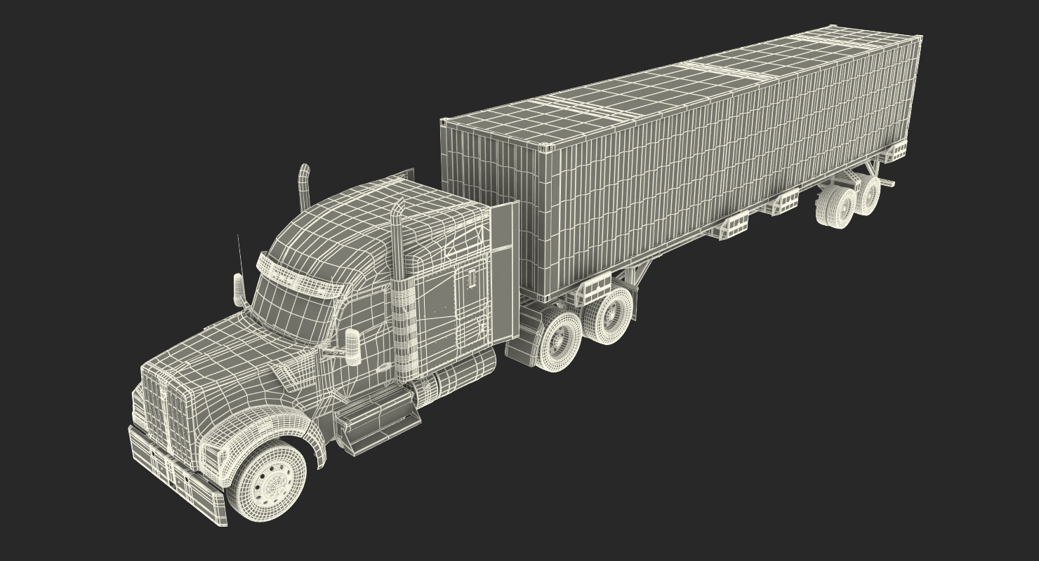 Truck with 48ft ISO Container 3D model