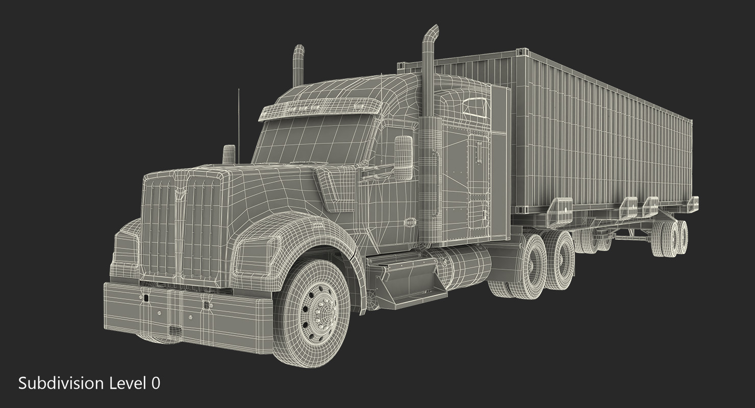 Truck with 48ft ISO Container 3D model