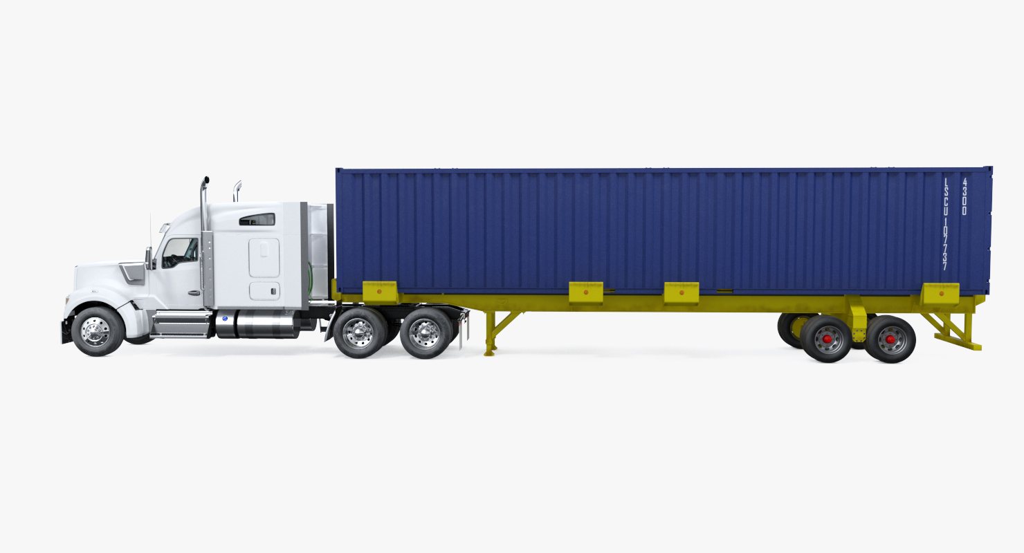 Truck with 48ft ISO Container 3D model
