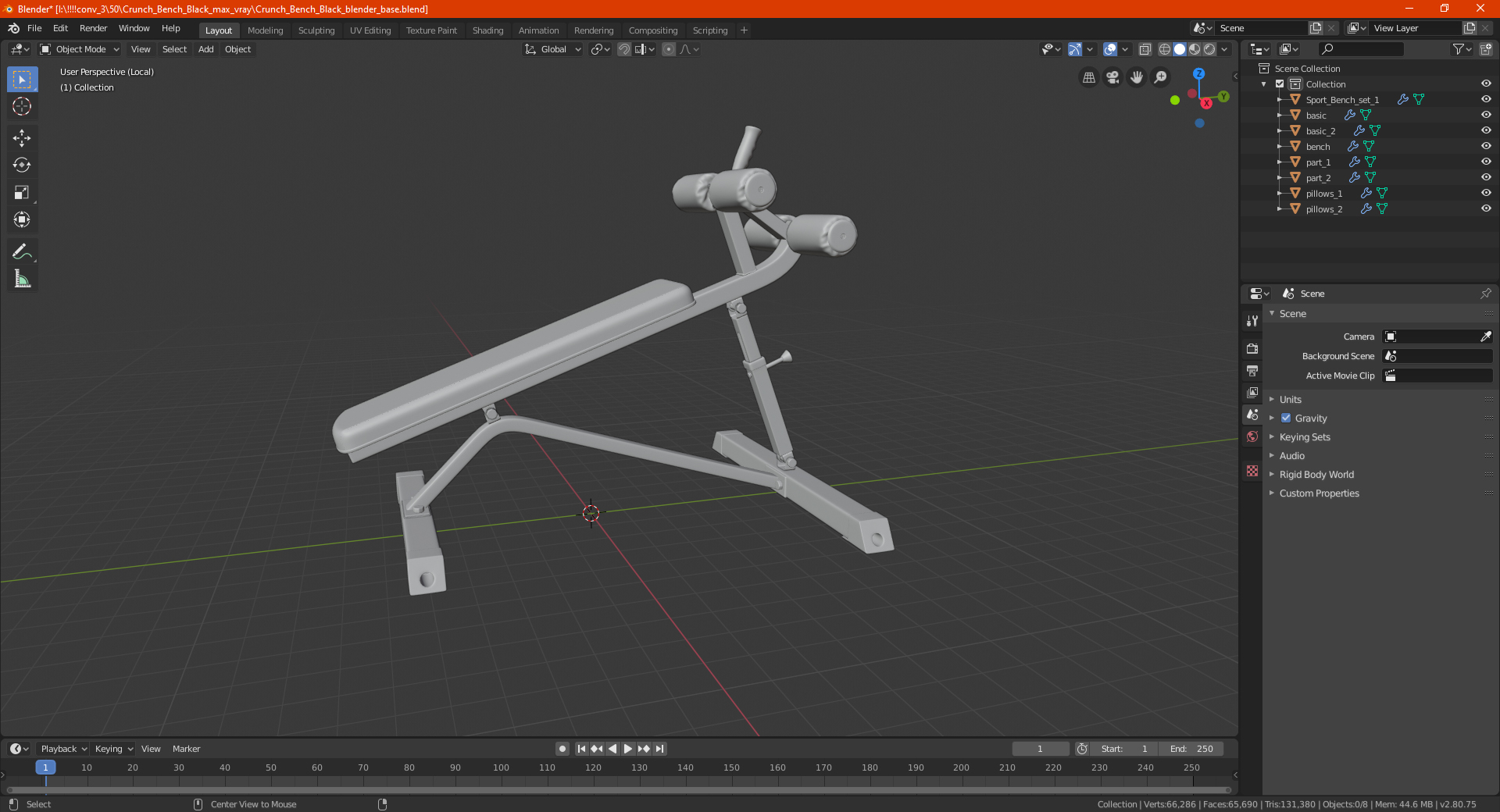 3D Crunch Bench Black model