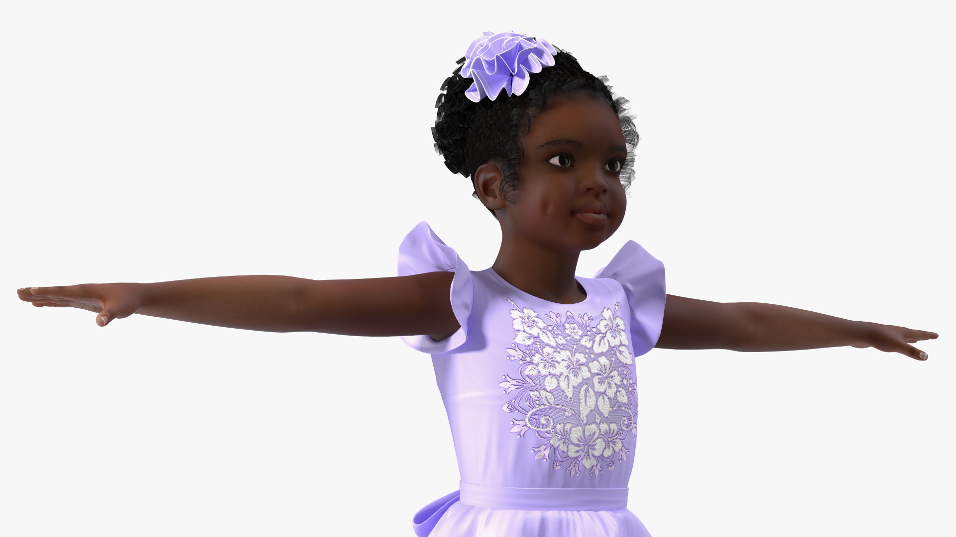 Party Style Black Child Girl Rigged for Maya 3D model