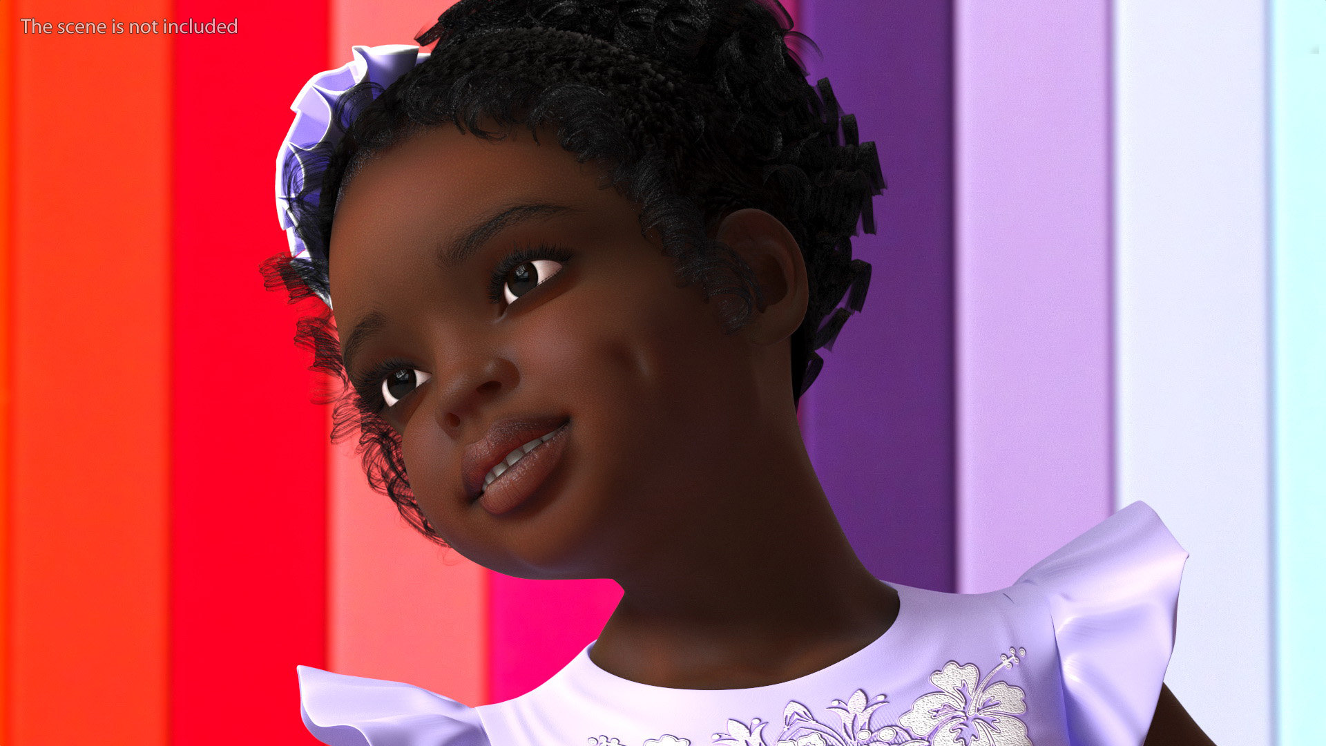 Party Style Black Child Girl Rigged for Maya 3D model