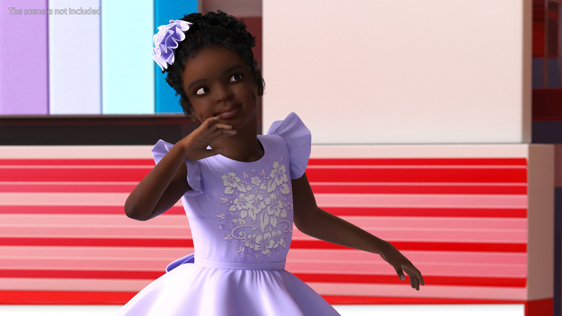 Party Style Black Child Girl Rigged for Maya 3D model