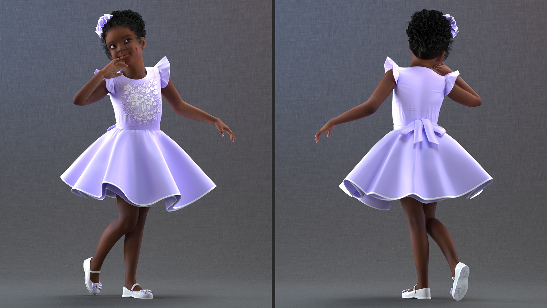 Party Style Black Child Girl Rigged for Maya 3D model