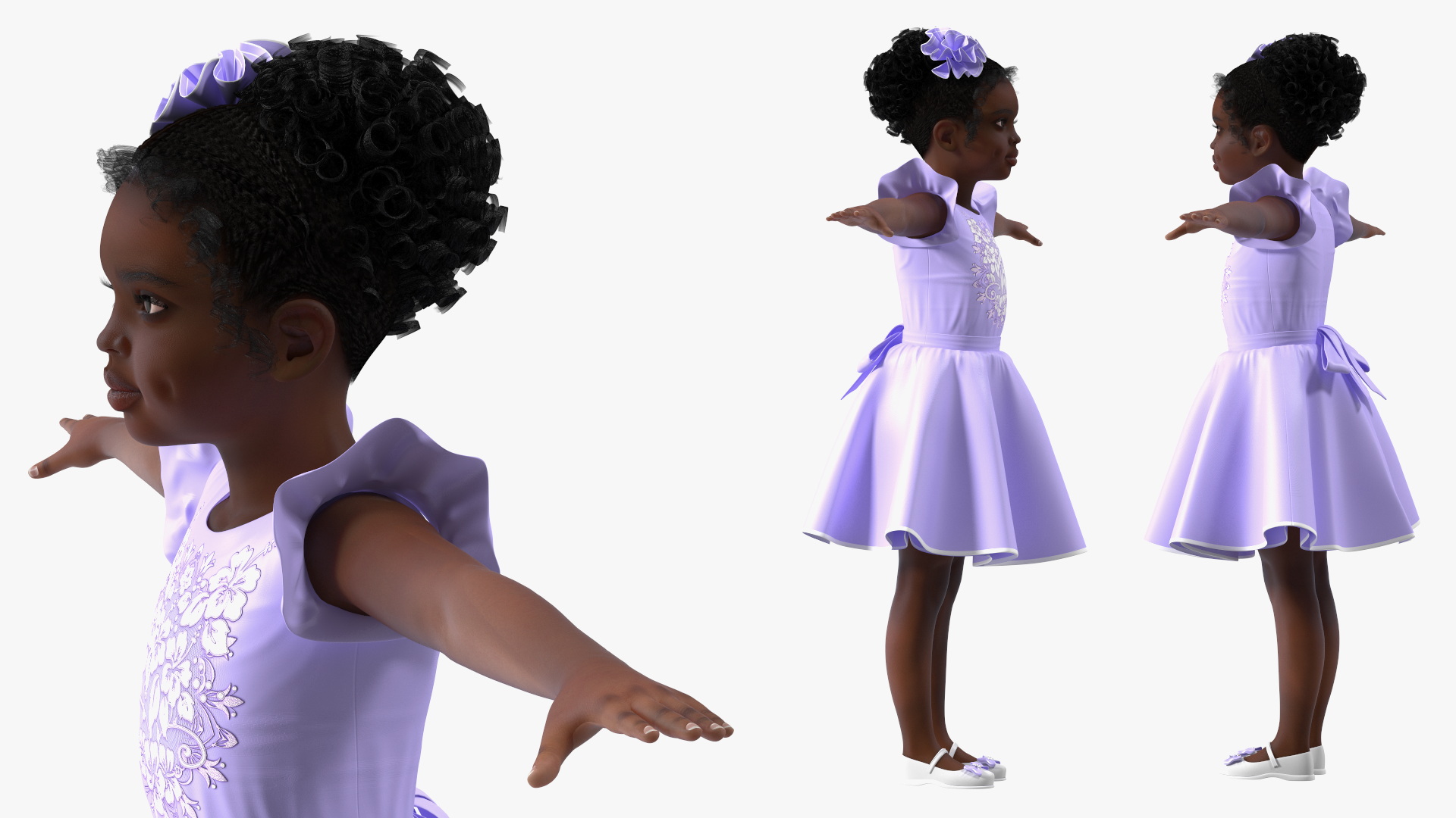 Party Style Black Child Girl Rigged for Maya 3D model